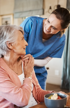 caregiver with senior woman