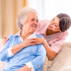 caregiver and senior woman