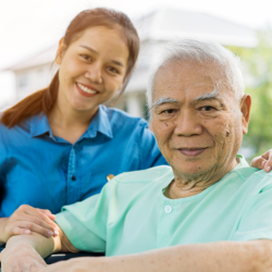 senior man with caregiver